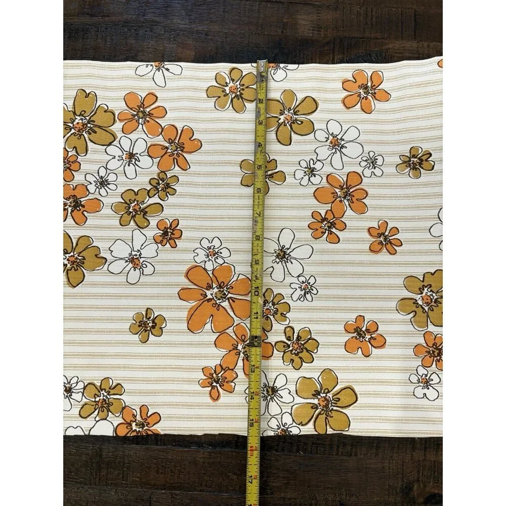 Vintage Floral Striped Wallpaper 1960s 1970s Not Full Roll- See Details
